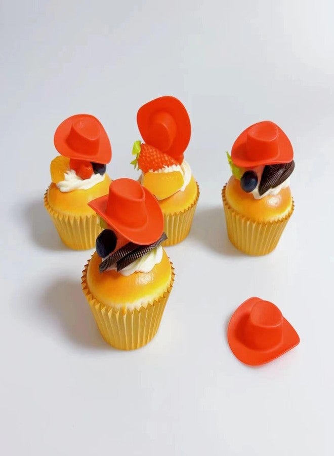 Phinicco Red Mini Western Cowboy Hat Cowgirl Hat for Crafts 20 pcs Miniature Cute Doll Hat Cowgirl Hat for Dollhouse, Party, Drinks, Cakes Decor - Image 5